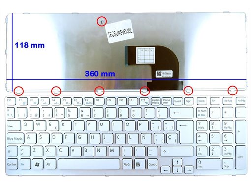 TECLADO BLANCO PARA PORTÁTIL SONY VAIO SVE15 SVE17 SERIES