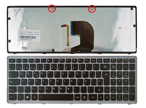 TECLADO PARA PORTÁTIL LENOVO IDEAPAD Z500 P500 25206561 V-136520FK1 NEGRO CON MARCO PLATEADO RETROILUMINADO