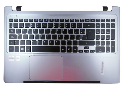 TECLADO COMPLETO CON CARCASA FRONTAL PARA PORTÁTIL ACER ASPIRE V5-571 V5-551 PLATEADA