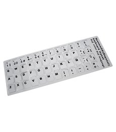 PEGATINA PARA CONVERTIR TECLADO EN ESPAÑOL / CASTELLANO PLATA CON LETRAS EN NEGRO