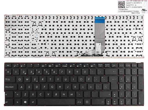 TECLADO PARA PORTÁTIL ASUS A556U A556UA A556UB A556UF A556UJ A556UR A556UV A556 X556 NEGRO (SIN MARCO,WITHOUT FOIL,WIN8) 