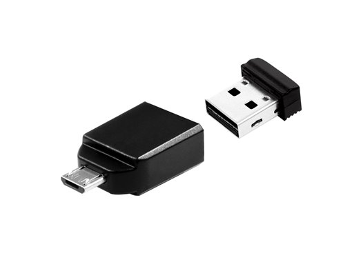 Nano - Unidad USB de 16 GB con adaptador Micro USB - Negro
