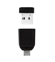 Nano - Unidad USB de 16 GB con adaptador Micro USB - Negro