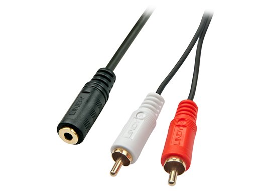 35677 cable de audio 0,25 m 2 x RCA 3,5mm Negro, Rojo, Blanco