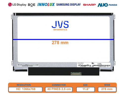 Tela B116XW01 V.0 Brilho HD 11.6 polegadas