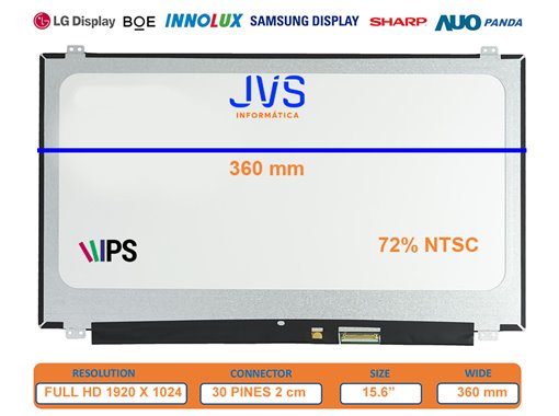 Tela NV156FHM-N43 V8.0 Brilho Cores 72% NTSC 15.6 polegadas [Novo]