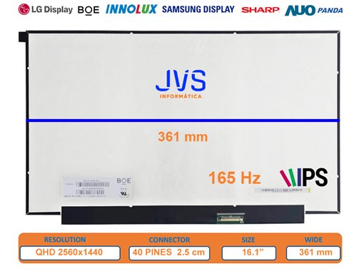 NE161QHM-NY1 16.1 Tela LCD LED QHD 40 pinos HP POWER 16-e0004AX M54741-001 165Hz