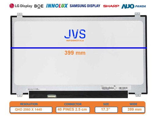 Écran B173QTN01.2 HW0A 17.3" QHD 120 Hz 40 Broches Mate [Nouveau]