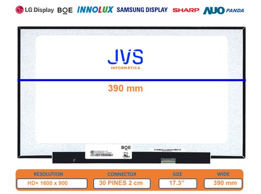 Pantalla B173RTN03.0 HD+ 30 PIN Sin soportes Mate [Nueva]