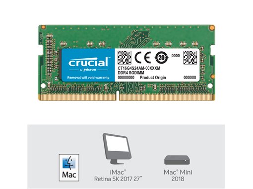 MEMOIRE CRUCIAL SODIMM DDR4 16GB 2400Mhz 1.2V pour MAC