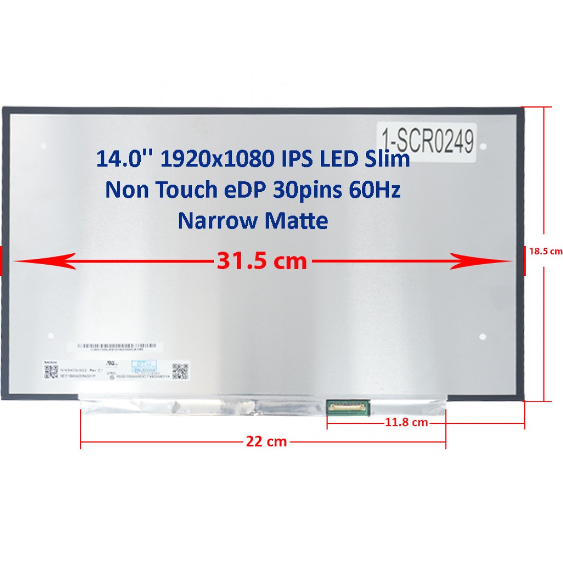 N140HCG-GQ2 Rev. C1 - Tela 14.0 FHD IPS 72% NTSC | JVS Informática