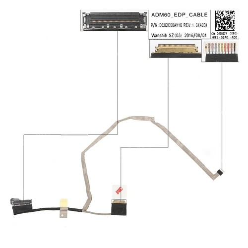 Cable Flex de Pantalla Dell Latitude E5270 ADM60 30pin Dc02C