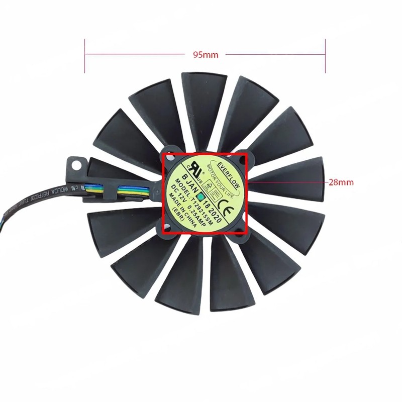 T129215SM - 95mm GPU Fan for Asus GTX/RX | JVS Informática