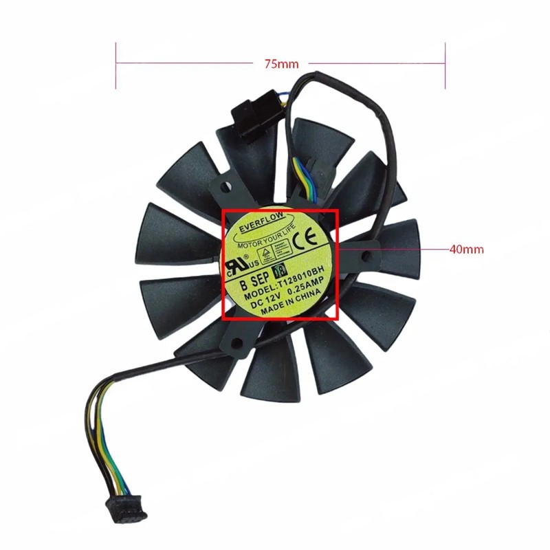 T128010SH Ventilateur GPU 75mm pour Asus Strix GTX 960 | JVS Informática