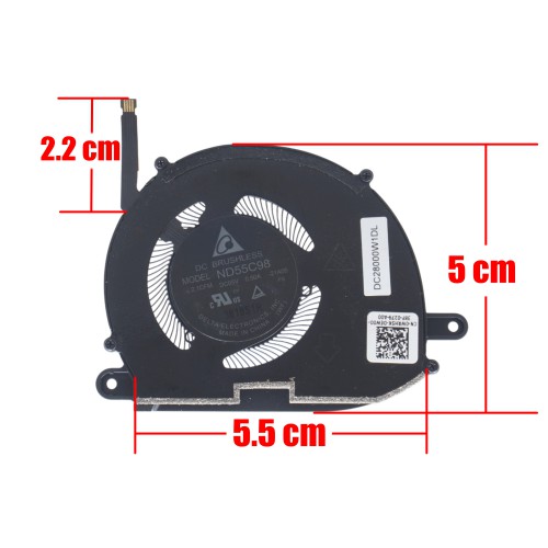 DC28000W1DL - Ventilador CPU Derecho Dell XPS 13 Plus 9320 | JVS