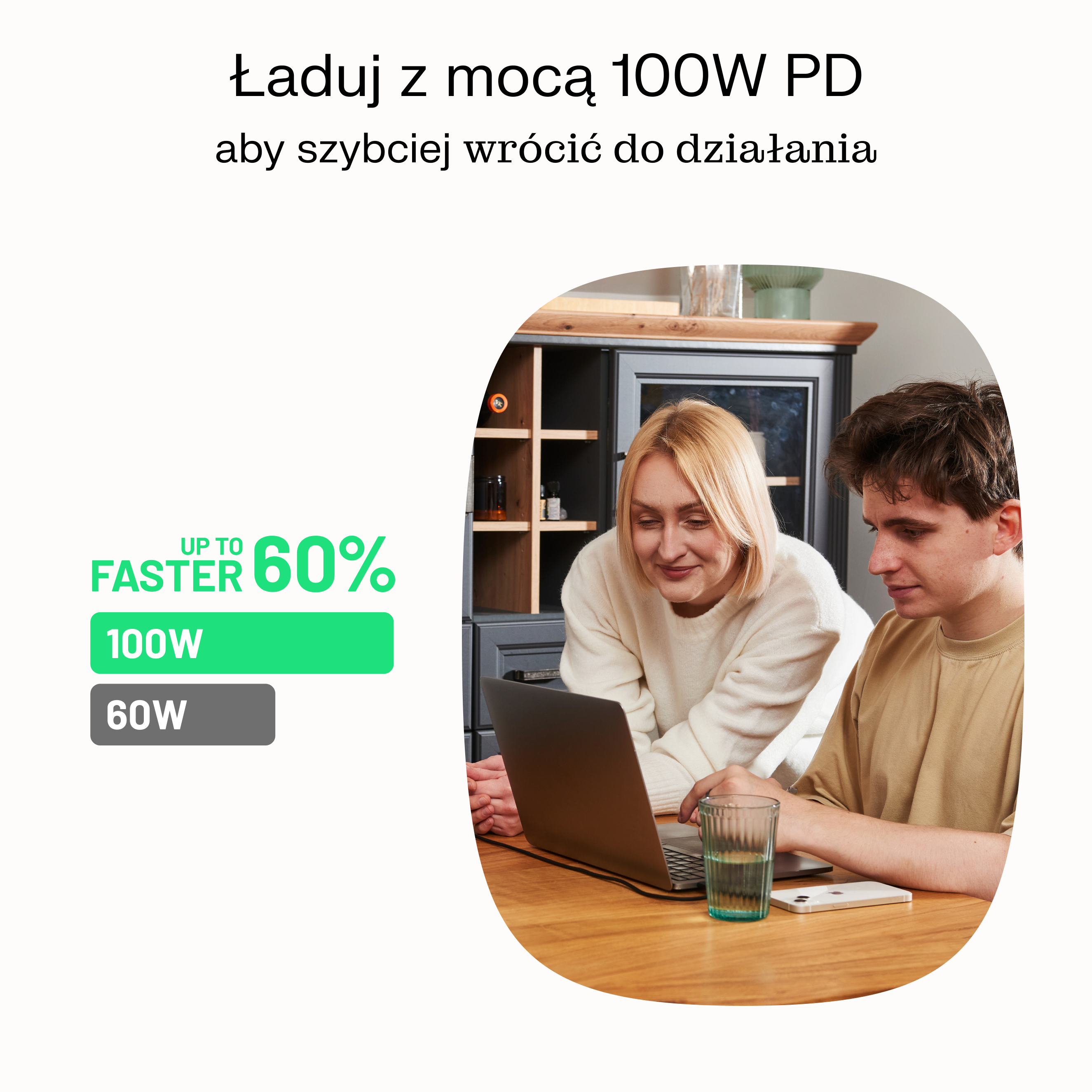 KABGC100PS30PB - Câble USB-C 100W Greencell PowerStream | JVS Informática
