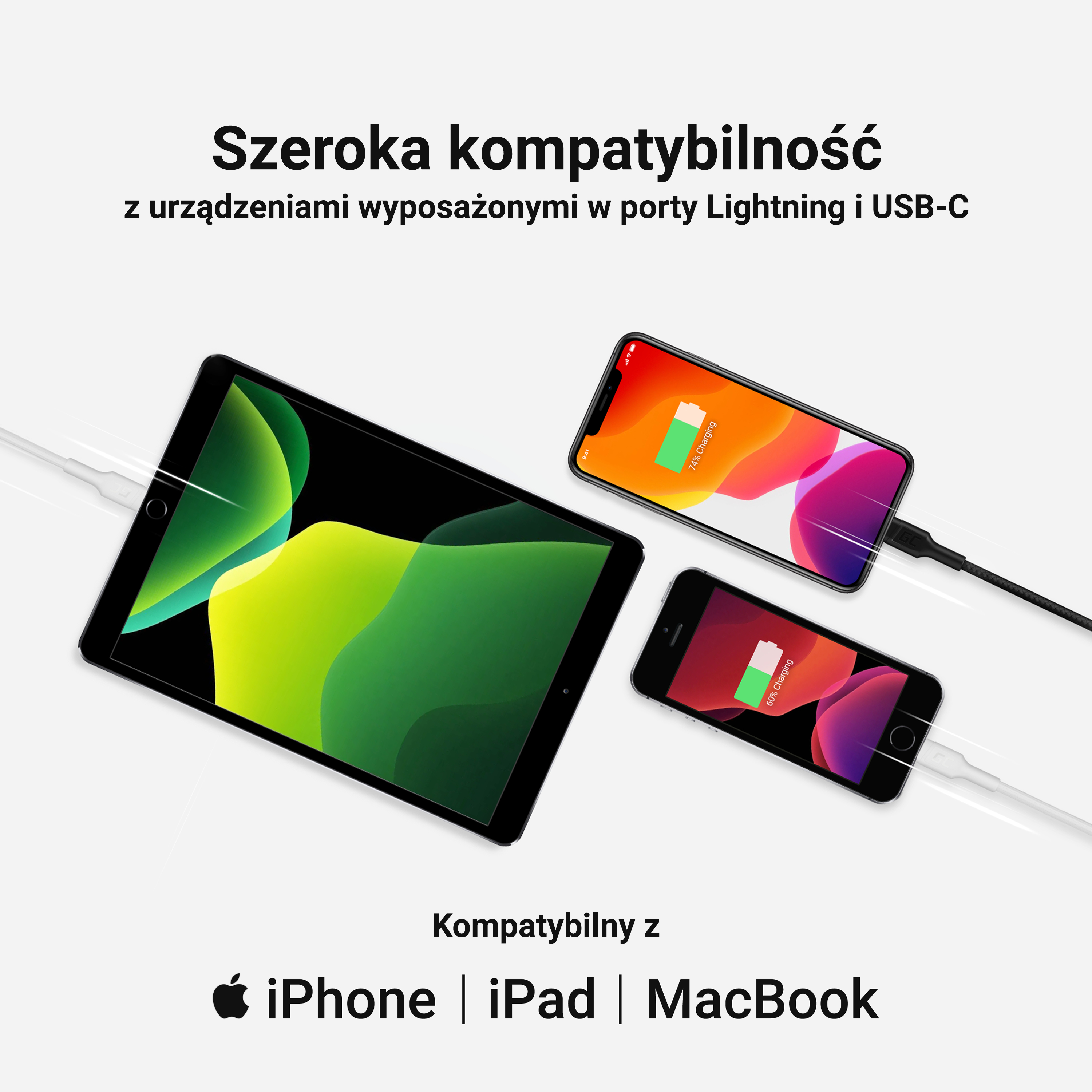 Cabo USB-C Lightning 1m Green Cell MFi Power Delivery | JVS Informática