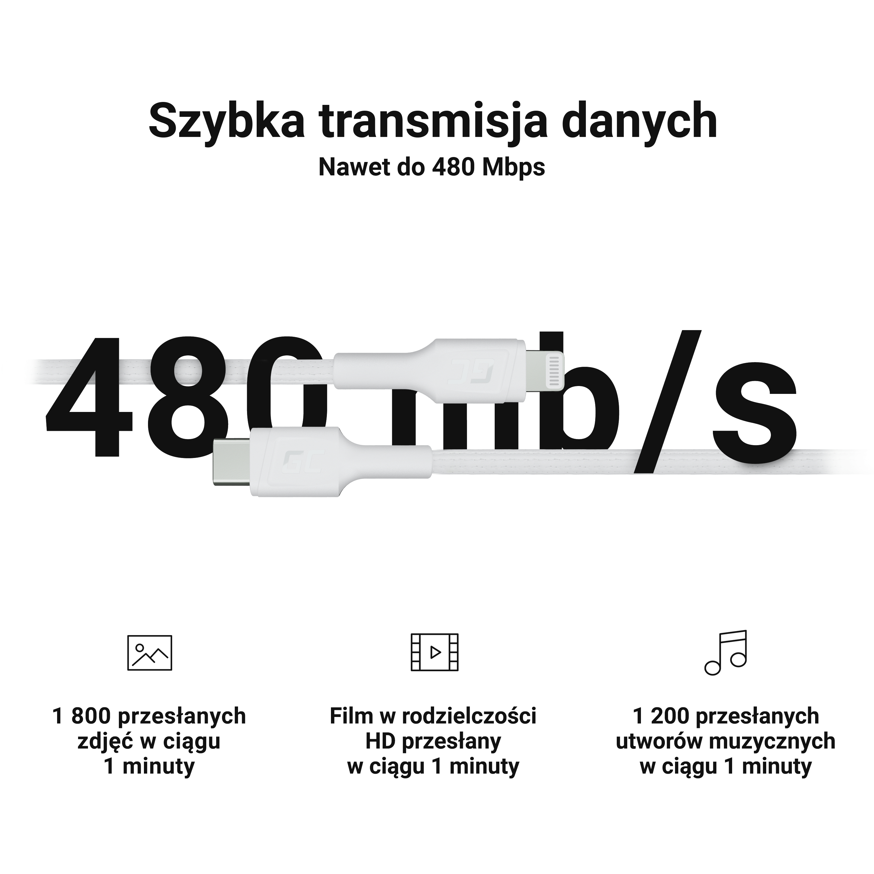 USB-C Lightning Kabel 1m Green Cell MFi Power Delivery | JVS Informática