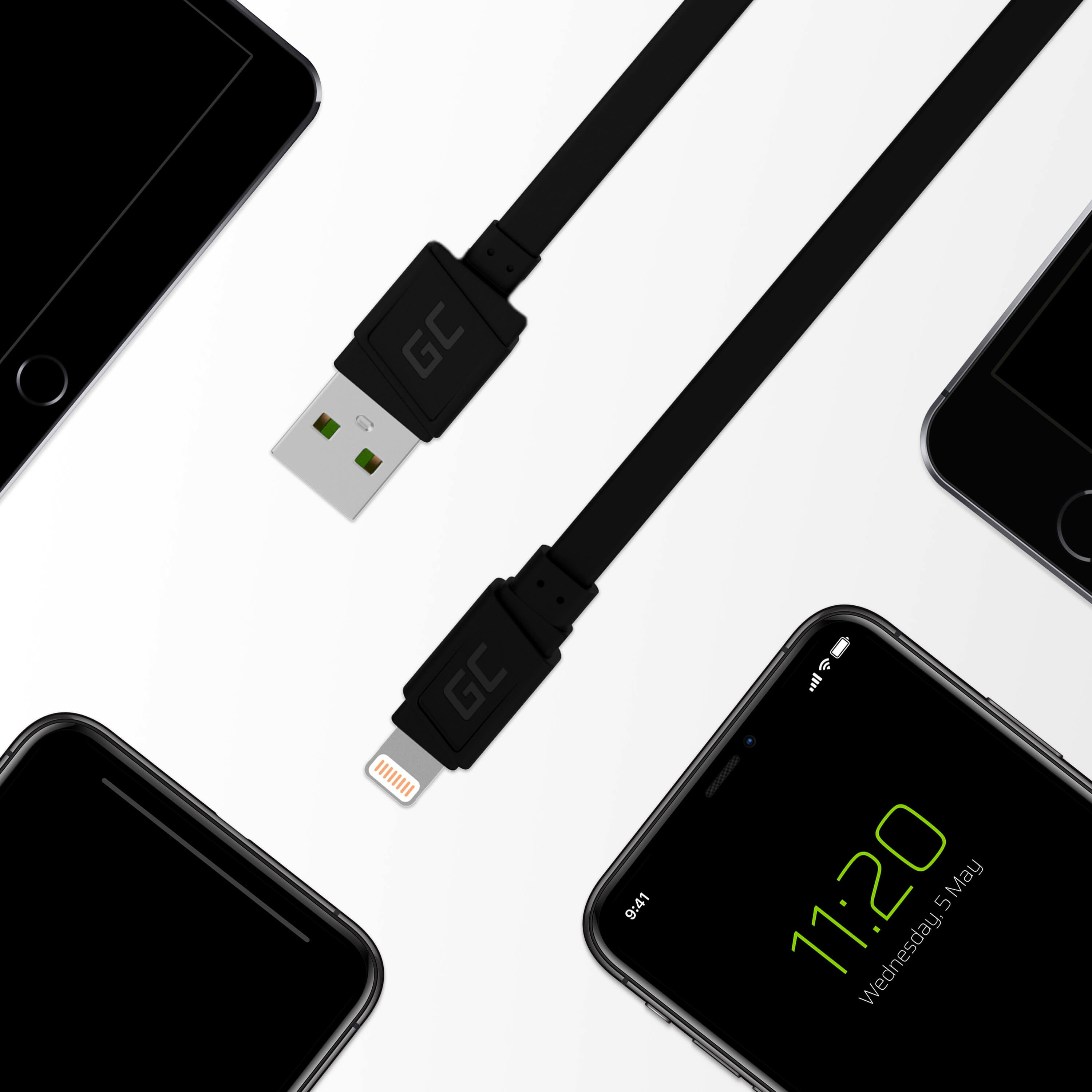 Lightning Flachkabel 25cm Green Cell GCmatte | JVS Informática