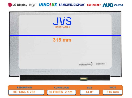 14.0 inch B140XTNAA.0 laptop screen with 30-pin eDP connector and matte finish.