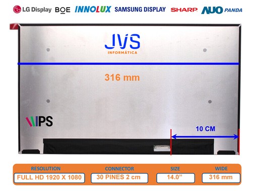 B140HAN06.6 - 14" FHD IPS Matte Screen 30-pin | JVS Informática