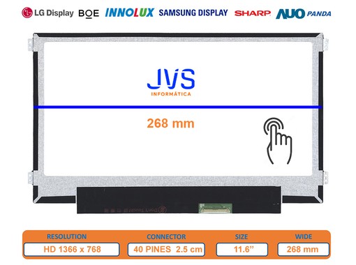 B116XAK02.0 - 11.6" HD IPS Touch Screen | JVS Informática