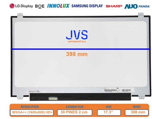 B173RTN02.0 - 17,3" HD+ 30-Pin eDP Bildschirm | JVS Informática