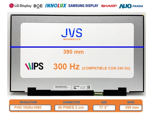 LQ173M1JW02 - 17.3" HD IPS Matte Screen 40p | JVS Informática