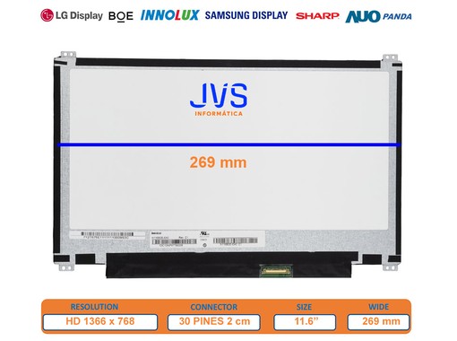 KD116N29-30NK-A017 - 11.6" HD Matte 30pin eDP Screen | JVS Informática