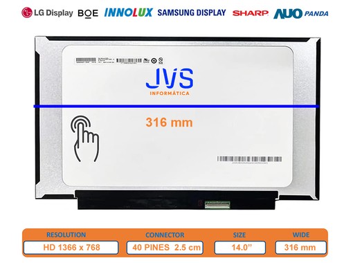 B140XTK02.2 HW0A - 14.0" HD Slim Touch Screen | JVS Informática