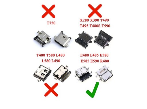 DC Jack USB-C Charging Connector 31081 for Lenovo Thinkpad E480 E580 E590