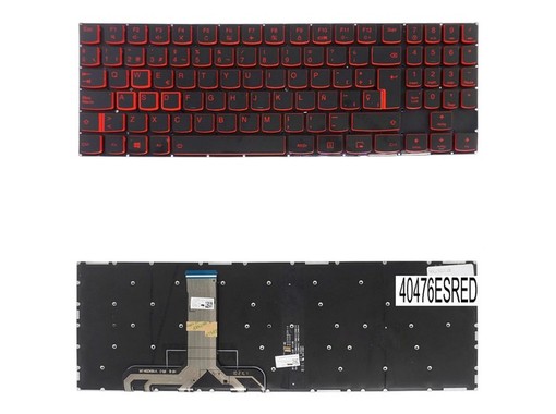Teclado espanhol para Lenovo Legion Y540-15IRH 5CB0U42735 retroiluminado com teclas vermelhas