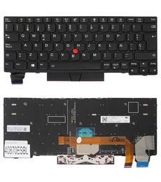 Teclado Espanhol 01YP080 para Lenovo ThinkPad X280 X390 com retroiluminação e ponteiro