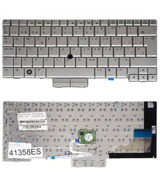Clavier espagnol pour HP Compaq 2710p et EliteBook 2730p avec la référence 454696-001, couleur argent avec pointeur.