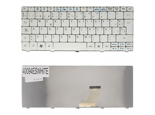 Clavier Espagnol Blanc MP-09H23GB-6981 pour Acer Aspire One 532H et Packard Bell D255