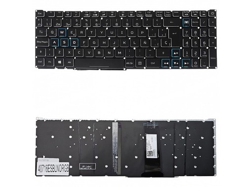 Clavier Espagnol PK132K11A03 pour Acer Helios 300 et Nitro 5, rétroéclairé sans cadre.