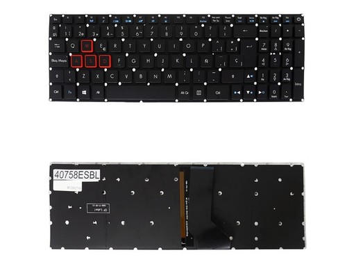 Spanish Keyboard for Acer Nitro 5 AN515-52 with Part Number PK133361A12