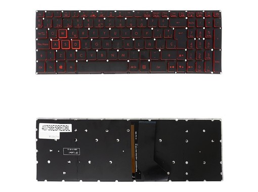 Clavier espagnol PK133361A12 pour Acer Nitro 5 AN515-52 avec rétroéclairage rouge