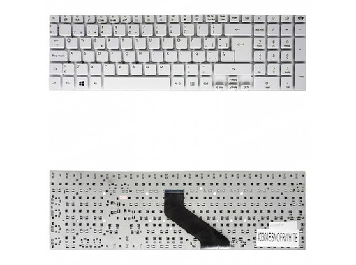 Spanische Tastatur für Laptop Gateway NV55 NV57H KB.I170G.318 rahmenlos weiß