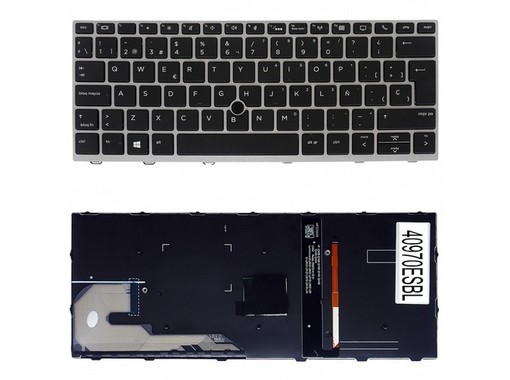 Clavier Espagnol pour HP EliteBook 830 G5 et G6 avec Pointeur et Rétroéclairage L13698-071