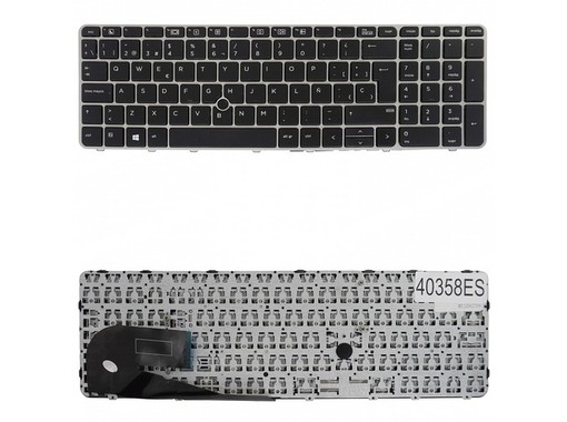 Clavier Espagnol 821194-071 pour HP EliteBook 850 G3 850 G4 avec cadre argenté