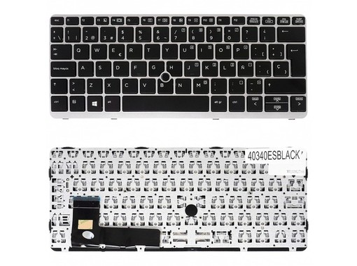 Clavier Espagnol 776452-001 pour HP EliteBook 820 G1 G2 avec cadre argenté