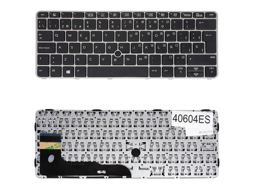 Clavier Espagnol 826631-201 pour HP EliteBook 820 G3 et 820 G4 avec cadre argenté