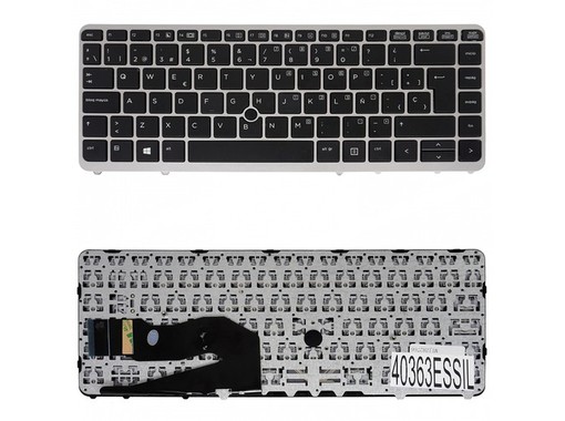 Clavier Espagnol 776475-001 pour HP EliteBook 840 G1 850 G2 avec cadre argenté