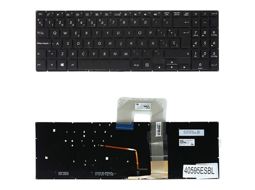 Clavier Espagnol pour Asus Vivobook 15 Flip TP510 0KNB0-5631US00 Rétroéclairé