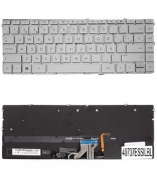 Clavier espagnol L72385-071 pour HP Spectre x360 13-AW, couleur argent et rétroéclairé