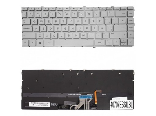 Spanish Keyboard L72385-071 for HP Spectre x360 13-AW, silver color and backlit