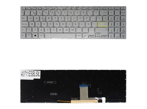 Clavier Espagnol pour Asus Vivobook X521 S533 avec la référence 90NB0SE1-R31SP0, rétroéclairé et couleur argent.