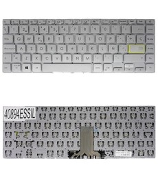 Clavier espagnol 40894ESSIL pour Asus VivoBook S14 S433 et X421, couleur argent sans cadre.