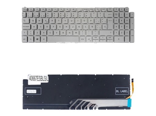 Spanische Tastatur für Dell Inspiron 15 7590 1FRFK Silber Hintergrundbeleuchtet